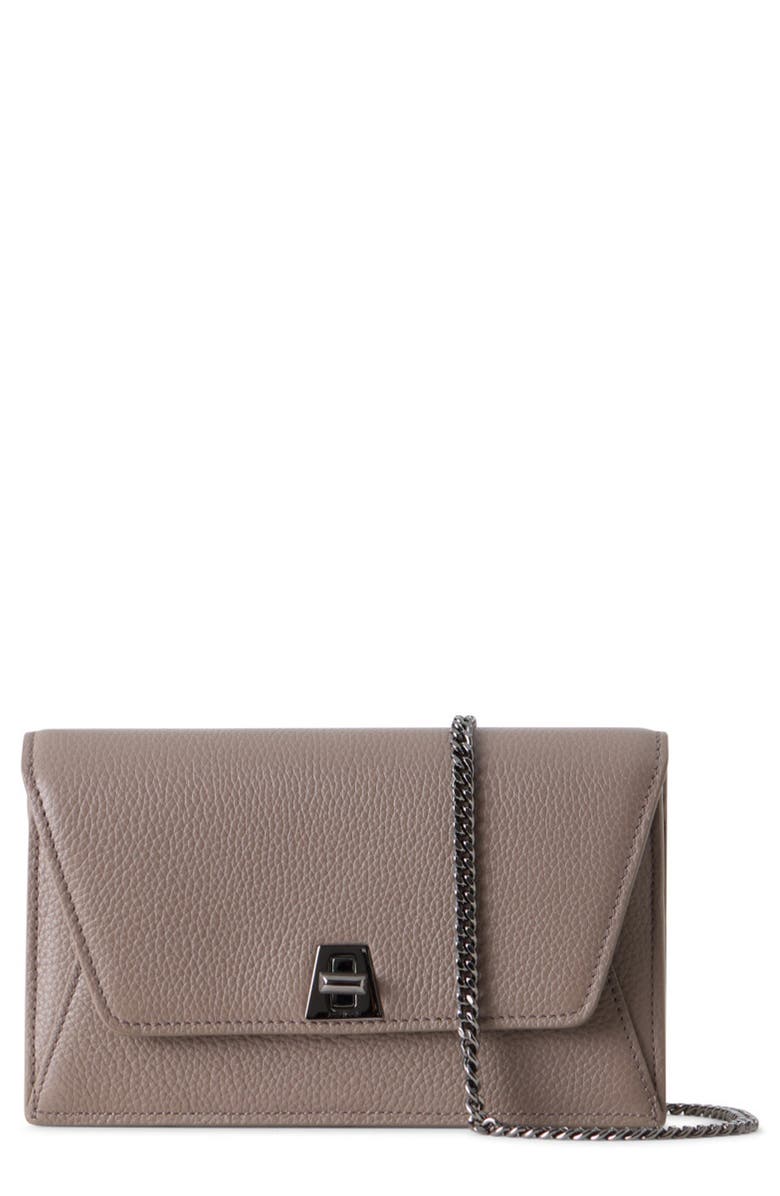 Akris Anouk Leather Wallet on a Chain, Main, color, Taupe