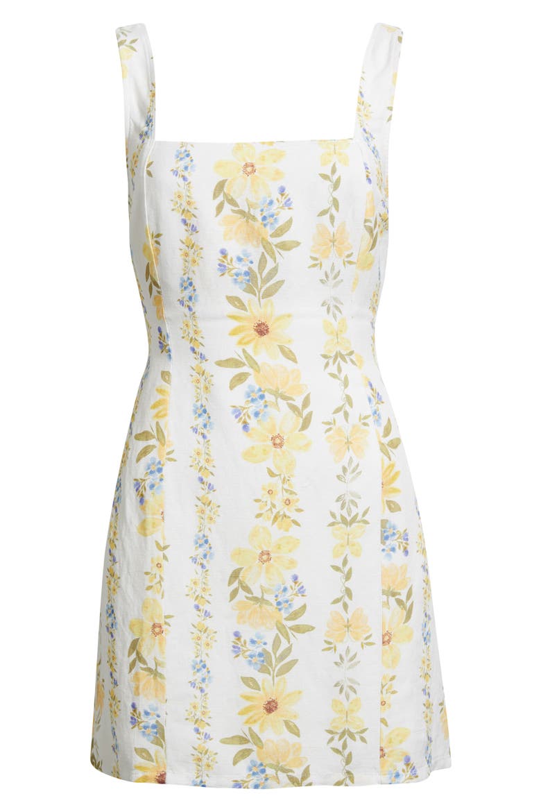 Floral Smock Back Linen Blend Minidress, Alternate, color, WILDFLOWER