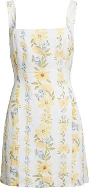 Bella Dahl Floral Smock Back Linen Blend Minidress