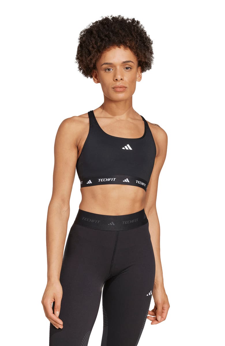 adidas Techfit Medium Support Sports Bra, Alternate, color, Black