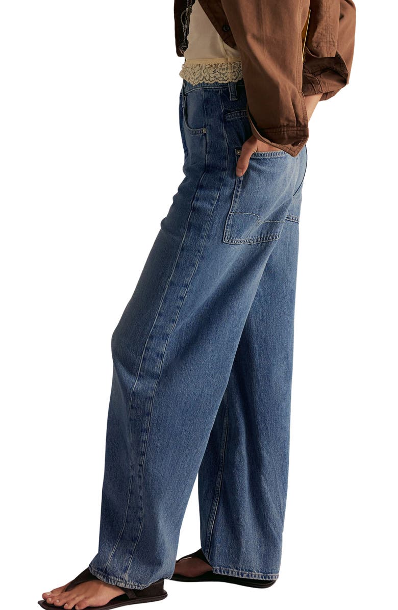 Free People Truro Relaxed Wide Leg Jeans, Alternate, color, Water Stoned Blue