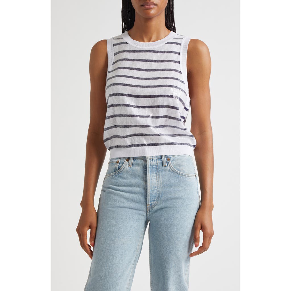 Milly Sequin Knit Sleeveless Shell Top