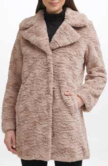 Notch Collar Faux Fur Coat