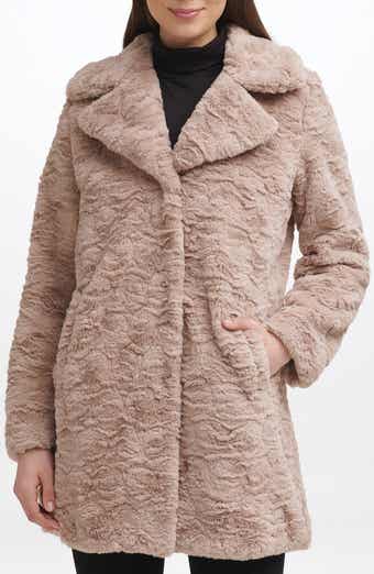 Notch Collar Faux Fur Coat