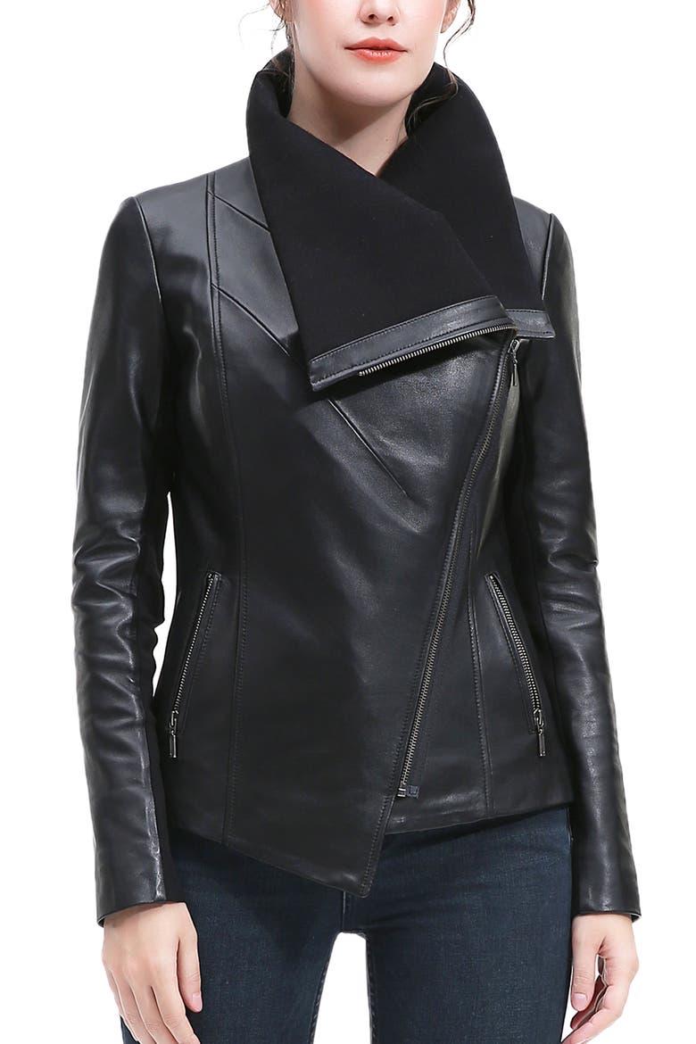 Kiara Leather Jacket, Alternate, color, Black