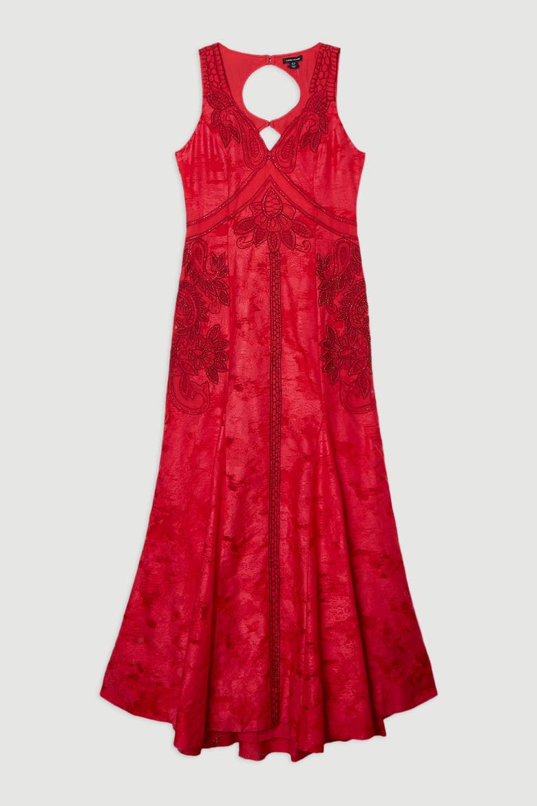 Beaded Open Back Maxi Dress, Alternate, color, Fuchsia