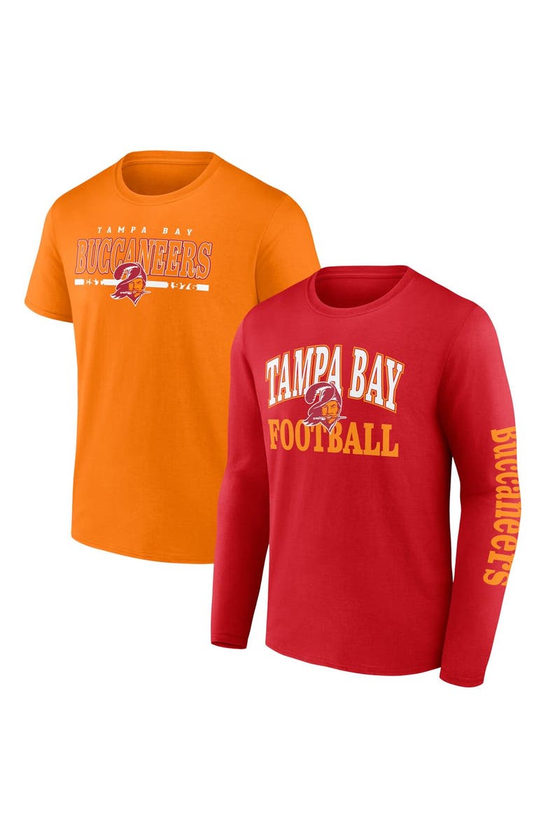 FANATICS Men's Fanatics Branded Red/Orange Tampa Bay Buccaneers Throwback T-Shirt Combo Set, Main, color, 