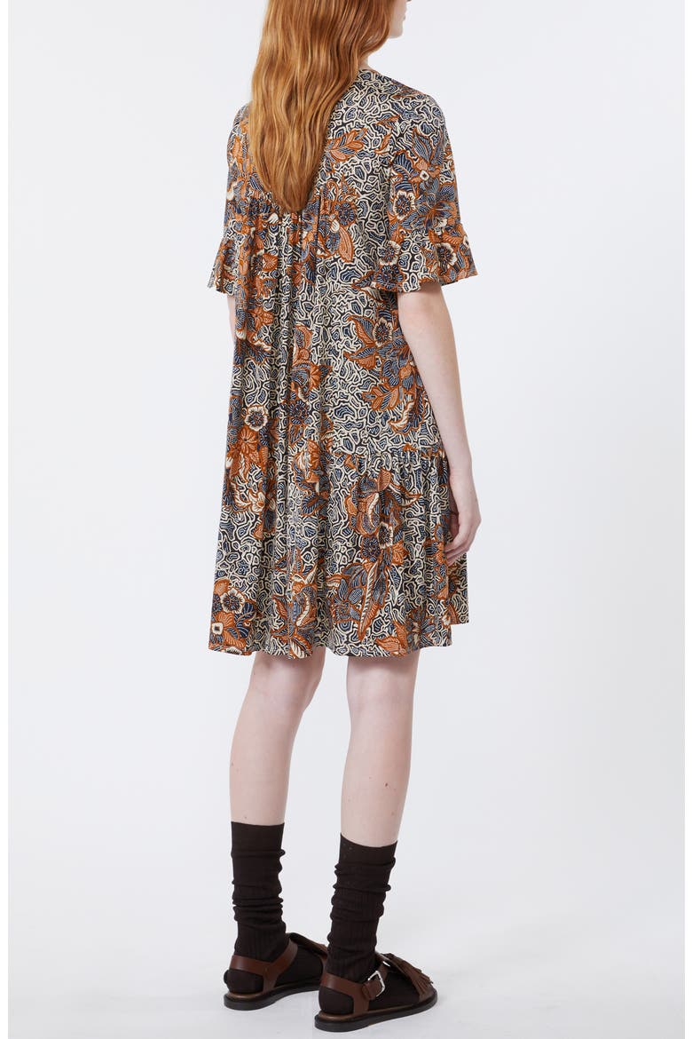 Fuoko Paisley Floral Cotton Jersey Babydoll Dress, Alternate, color, NAVY