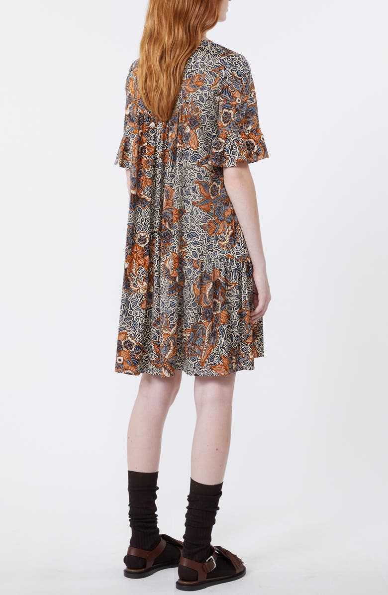 Weekend Max Mara Fuoko Paisley Floral Cotton Jersey Babydoll Dress, Alternate, color, Navy