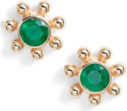 Anzie Dew Drop Marine Emerald & 14K Gold Stud Earrings