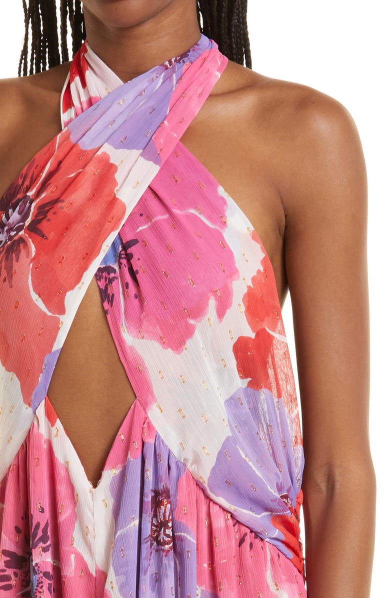 MISA Los Angeles Alexandra Metallic Floral Print Maxi Dress, Alternate, color, 