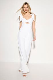 MissPap Bow Shoulder Wide Leg Jumpsuit