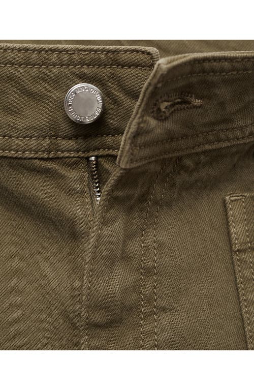 Mango Patch Pocket High Waist Wide Leg Jeans In Khaki Green