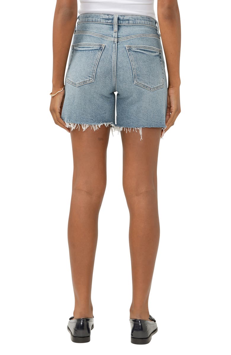Silver Jeans Co. Highly Desirable Raw Hem High Waist Long Denim Shorts, Alternate, color, Indigo