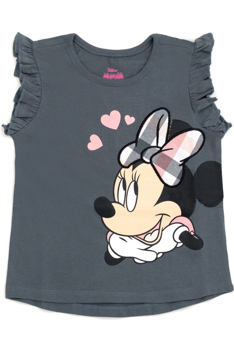 Minnie Mouse 2-Piece T-Shirt and Plaid Skirt Set, Alternate, color, Grey Minnie Mouse