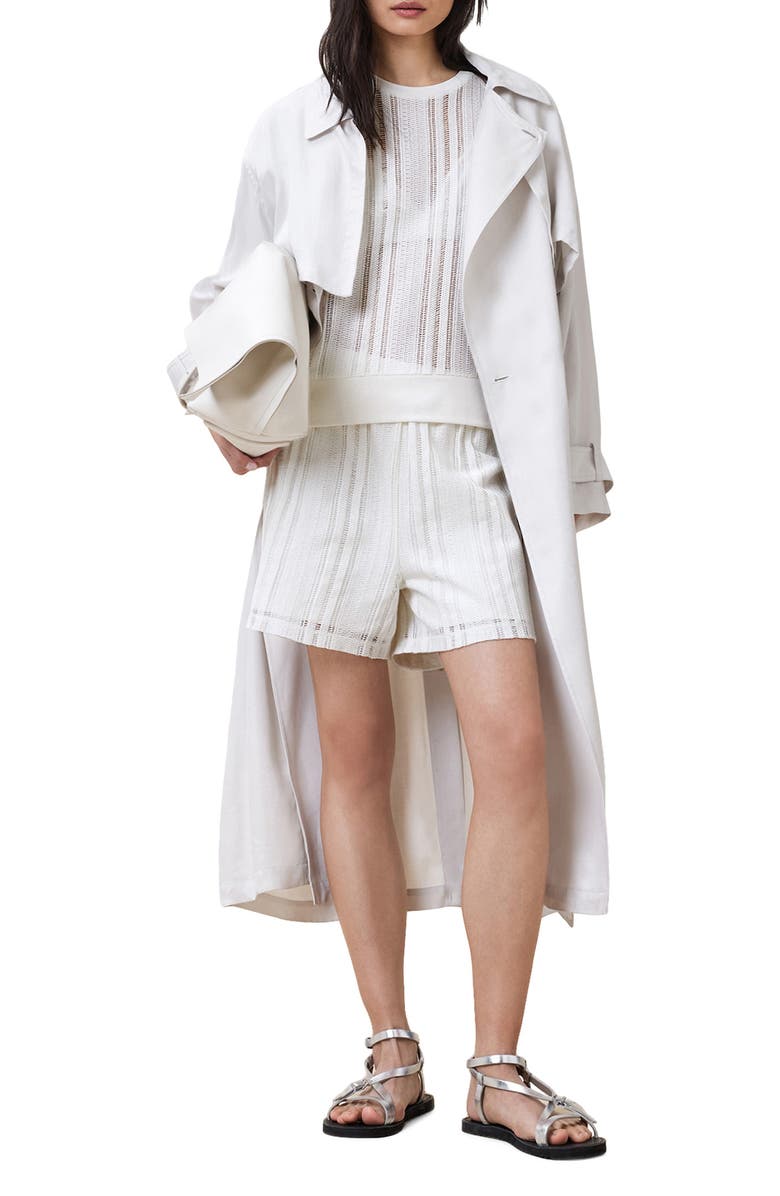 AllSaints Giana Open Stitch Short Sleeve Sweater, Alternate, color, Tofu White