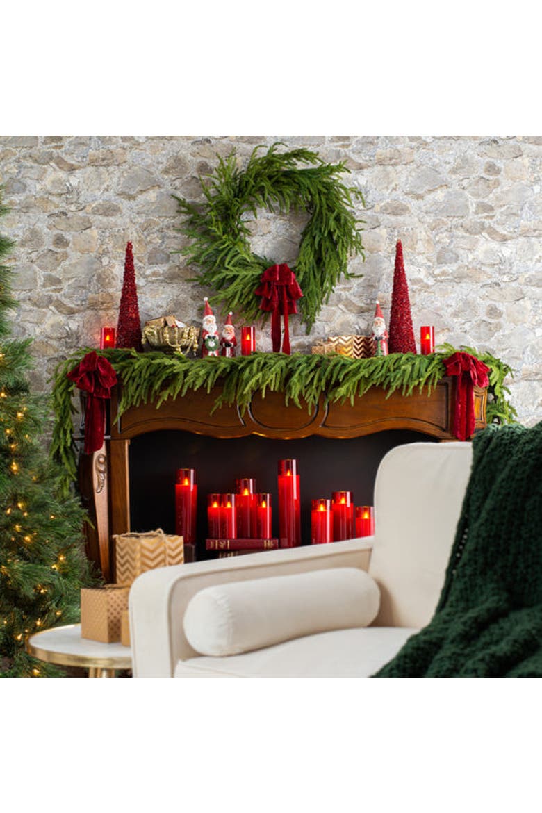 Real Touch Norfolk Pine Christmas Holiday Front Door Garland Table Runner, Alternate, color, Green 15ft