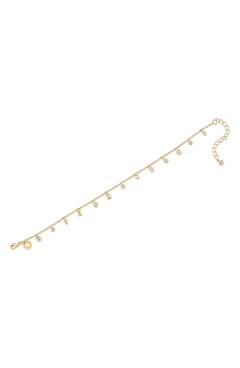 CZ by Kenneth Jay Lane Bezel Cubic Zirconia Shaker Anklet, Alternate, color, Clear/ Gold