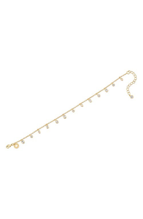 Cz By Kenneth Jay Lane Bezel Cubic Zirconia Shaker Anklet In Gold