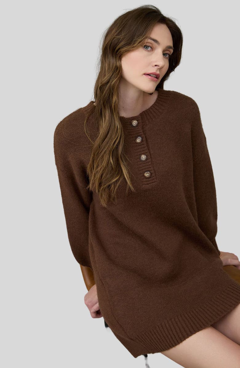 Blu Pepper Long Sleeve Sweater Dress, Alternate, color, Coffee Bean