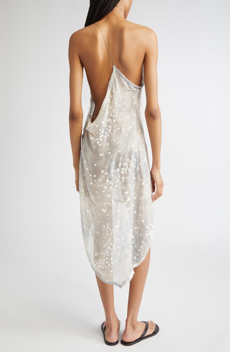 Paloma Wool Tea Velvet Devoré Asymmetric Sheer Silk Blend Dress, Alternate, color, Light Grey