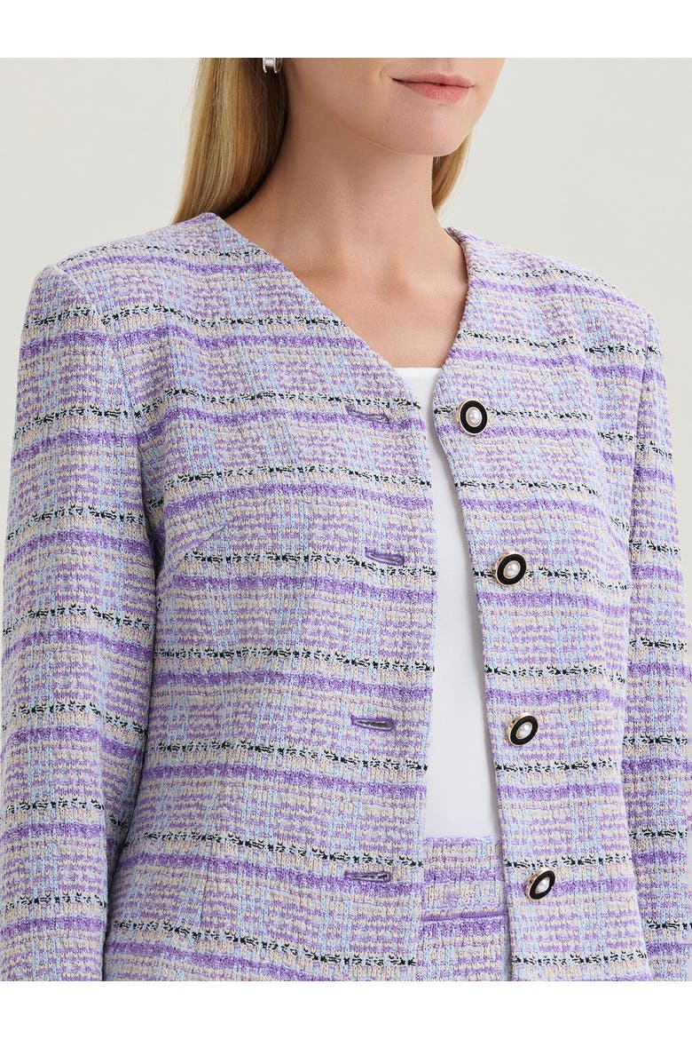 Plaid Tweed Knit Jacket, Alternate, color, Biscotti/Powder Blue/Purple