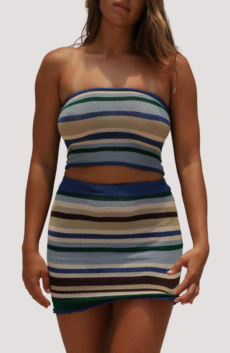 Stone Fox Nica Stripe Crop Cover-Up Tube Top, Main, color, Cape Verde Stripe