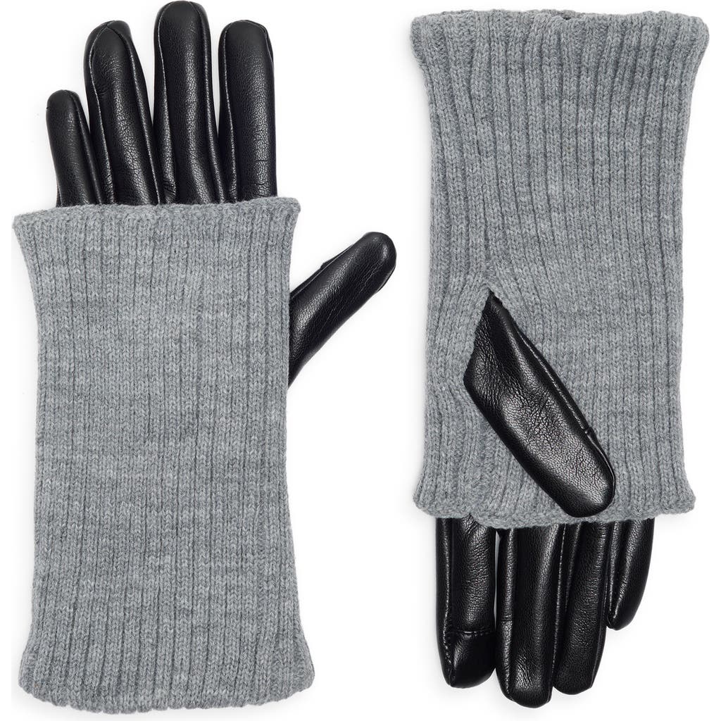 Steve Madden Rib Knit Faux Leather Gloves In Multi