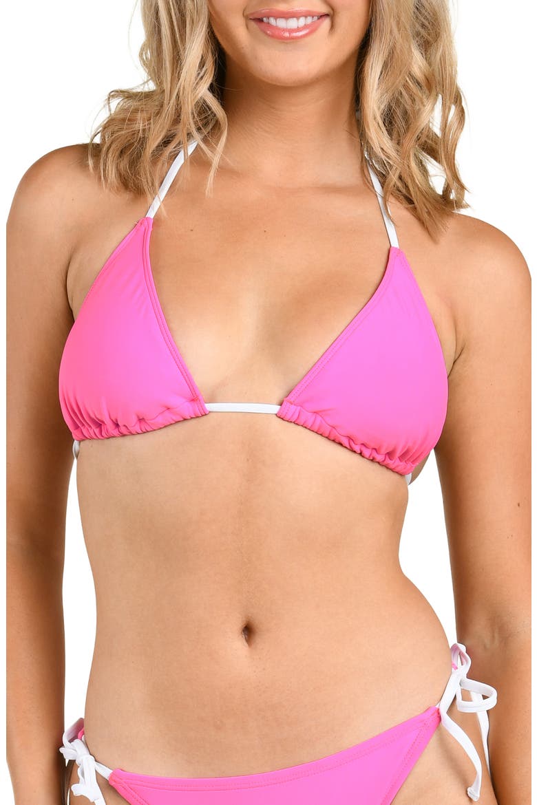 Solid Triangle Bikini Top, Main, color, POP PINK