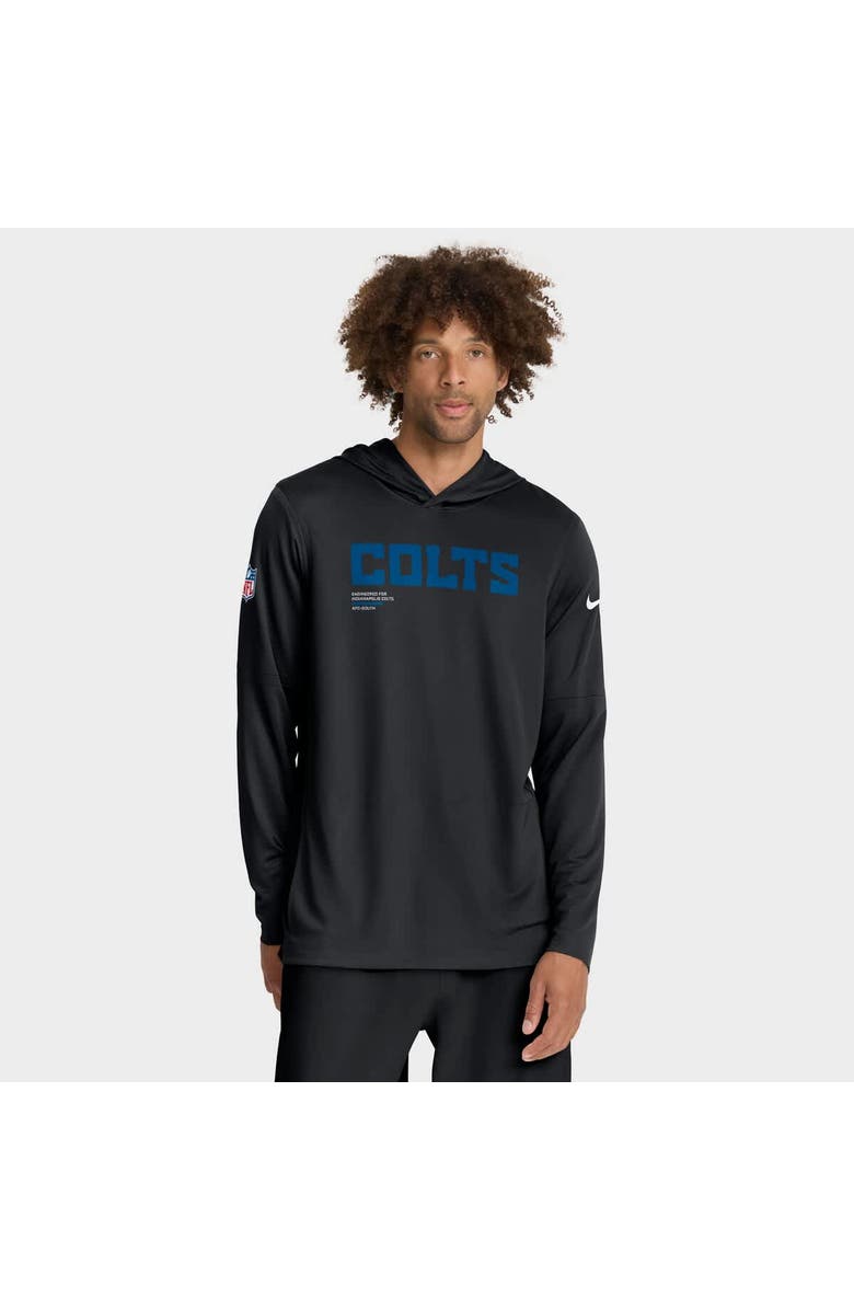 Nike Men's Nike Black Indianapolis Colts Sideline Pure Fury Performance Long Sleeve Hoodie T-Shirt, Main, color, Black