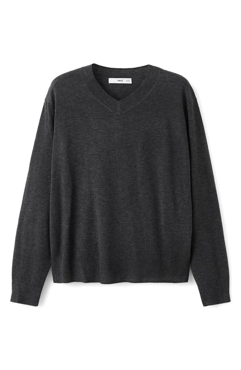 MANGO V-Neck Sweater, Main, color, Charcoal