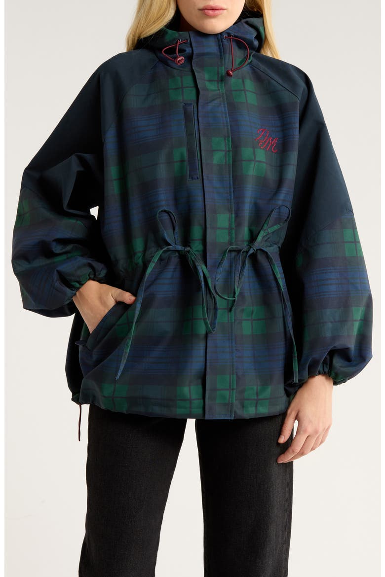 Liu Water Resistant Plaid Raincoat, Alternate, color, NAVY