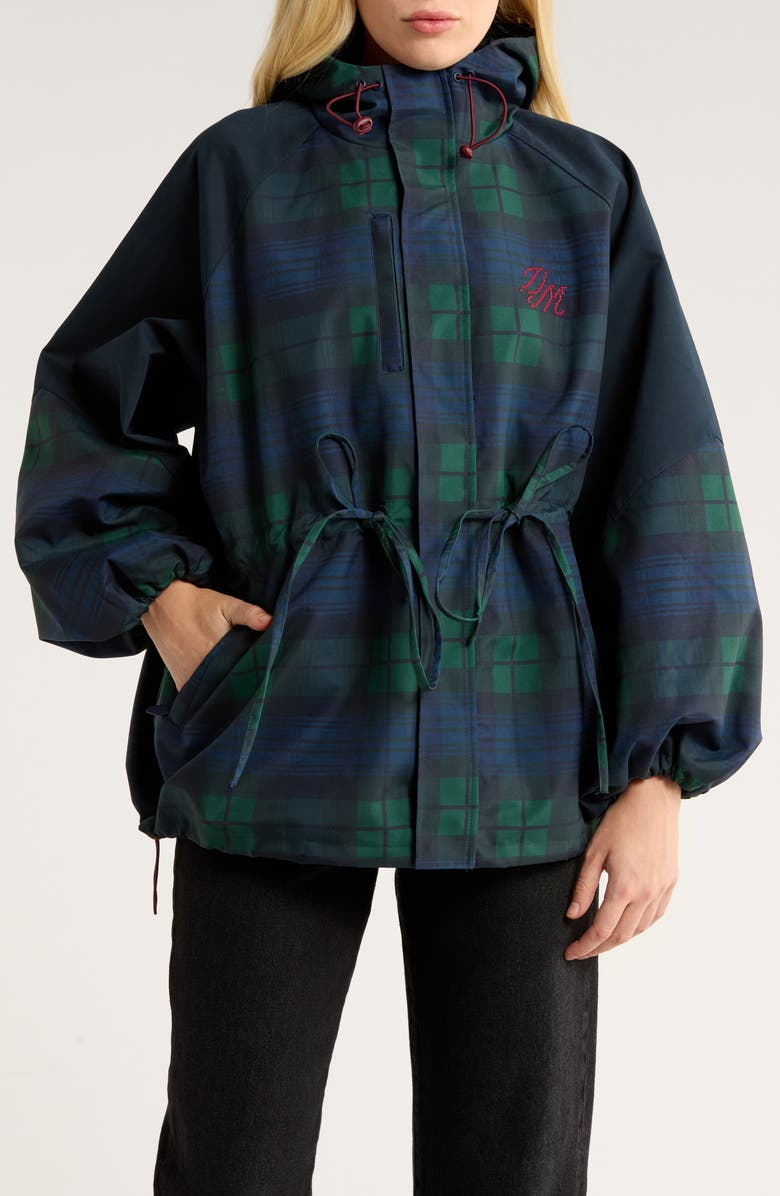 Damson Madder Liu Water Resistant Plaid Raincoat, Alternate, color, 