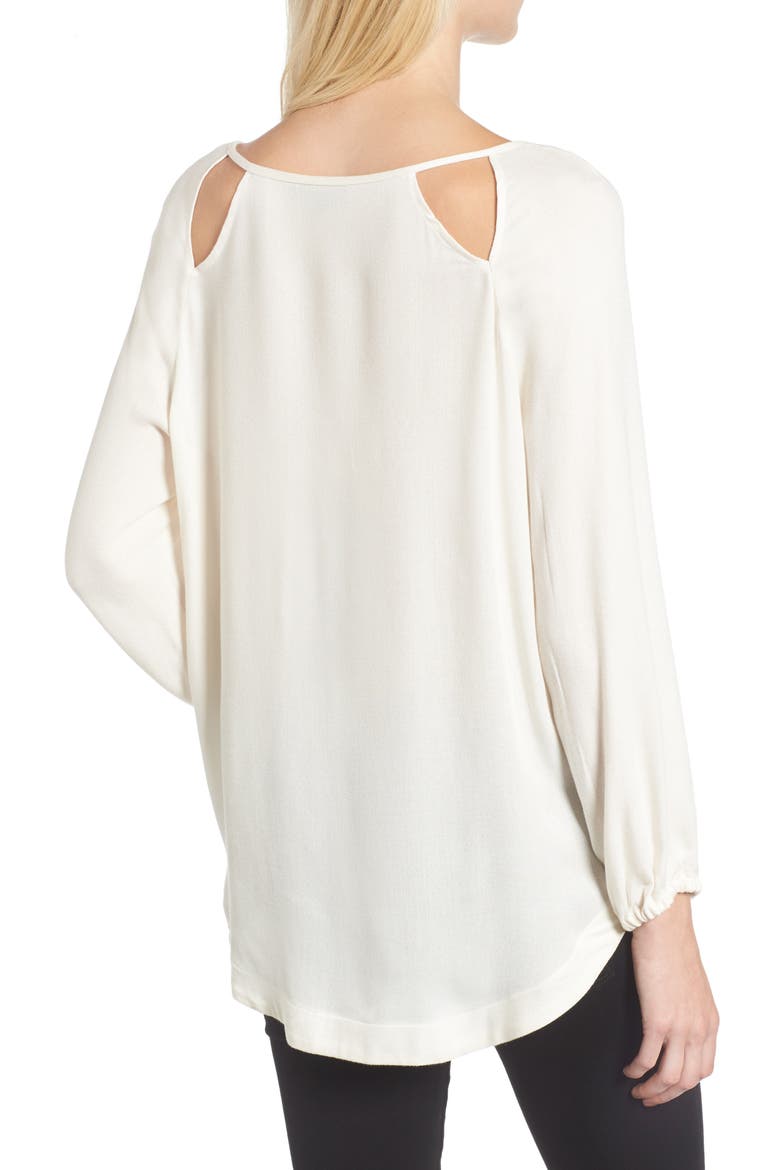 Stella Cutout Lace-Up Blouse, Alternate, color, NATURAL