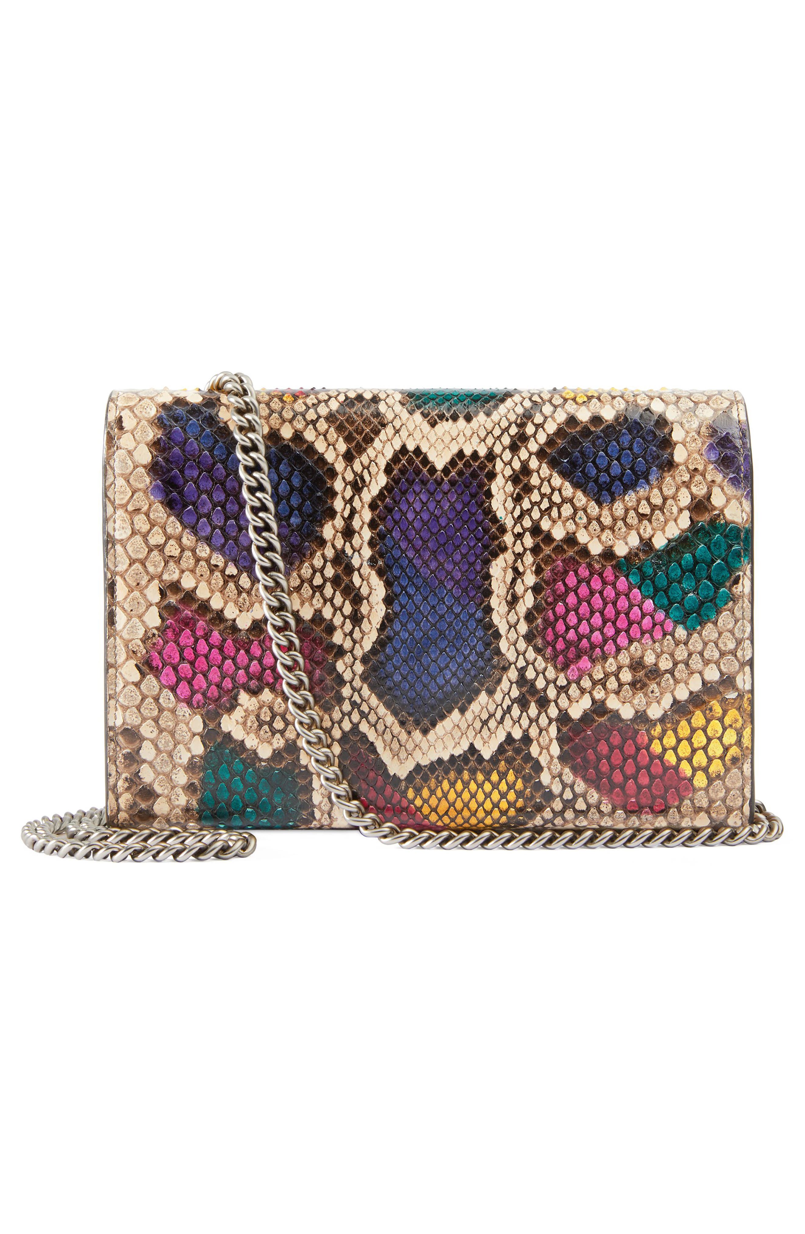 Gucci Dionysus Genuine Python Clutch, Alternate, color, 