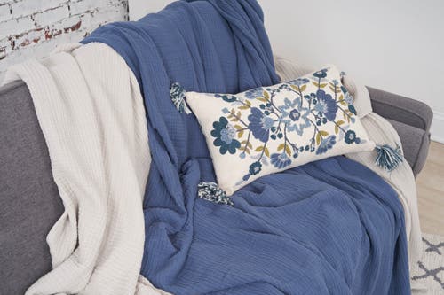 Carol & Frank Bray Throw Pillow In Blue