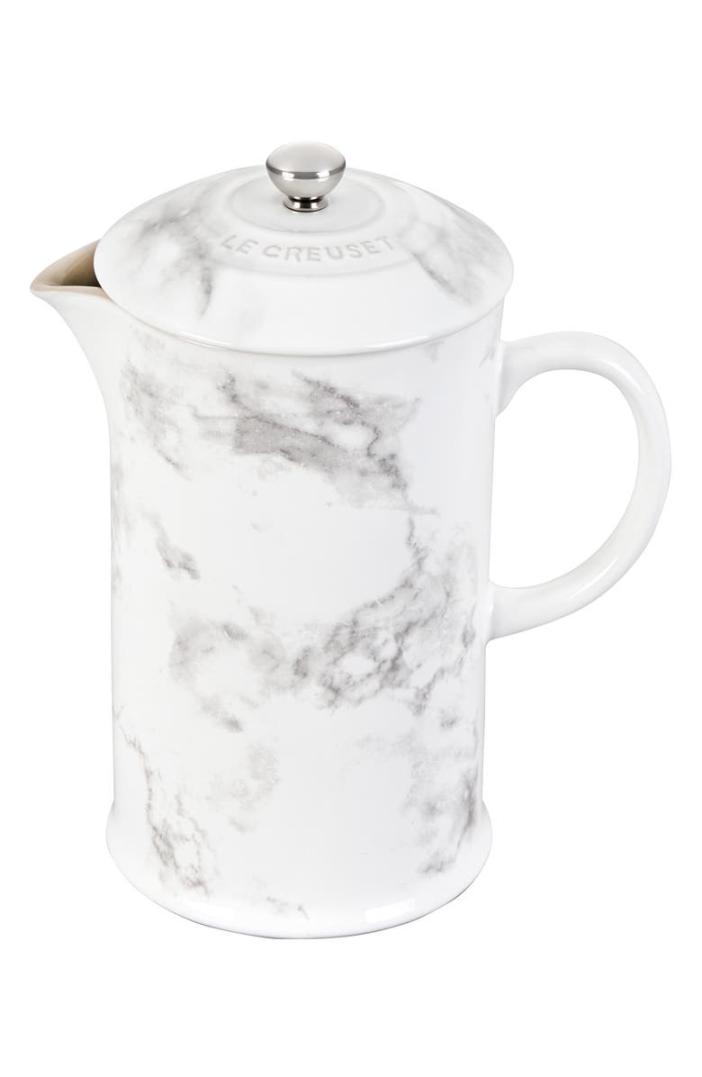 Le Creuset Stoneware French Press, Main, color, White Marble