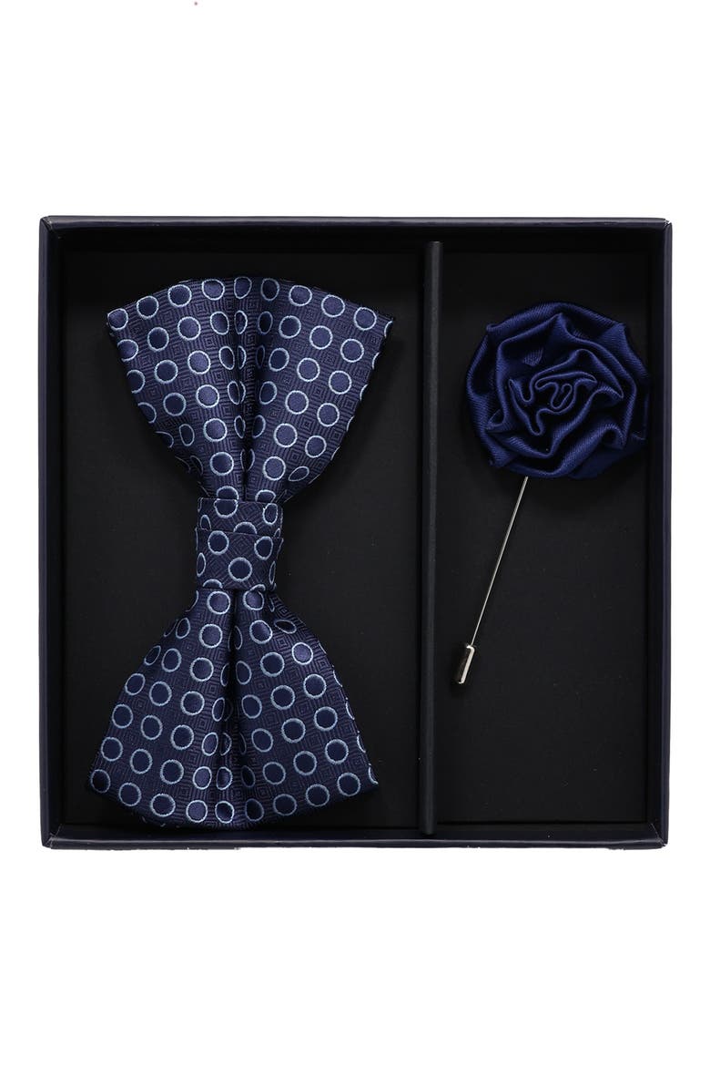 Bow Tie & Lapel Pin Set, Main, color, NAVY LIGHT BLUE