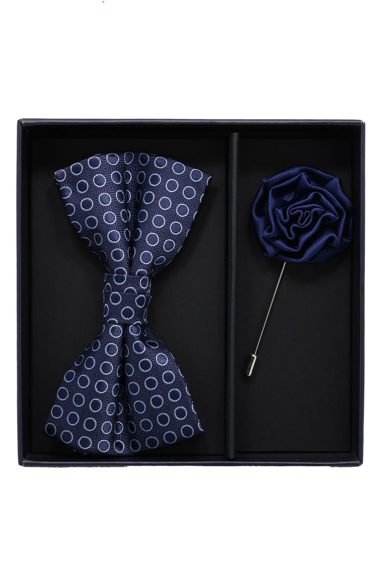 Ben Sherman Bow Tie & Lapel Pin Set, Main, color, Navy Light Blue