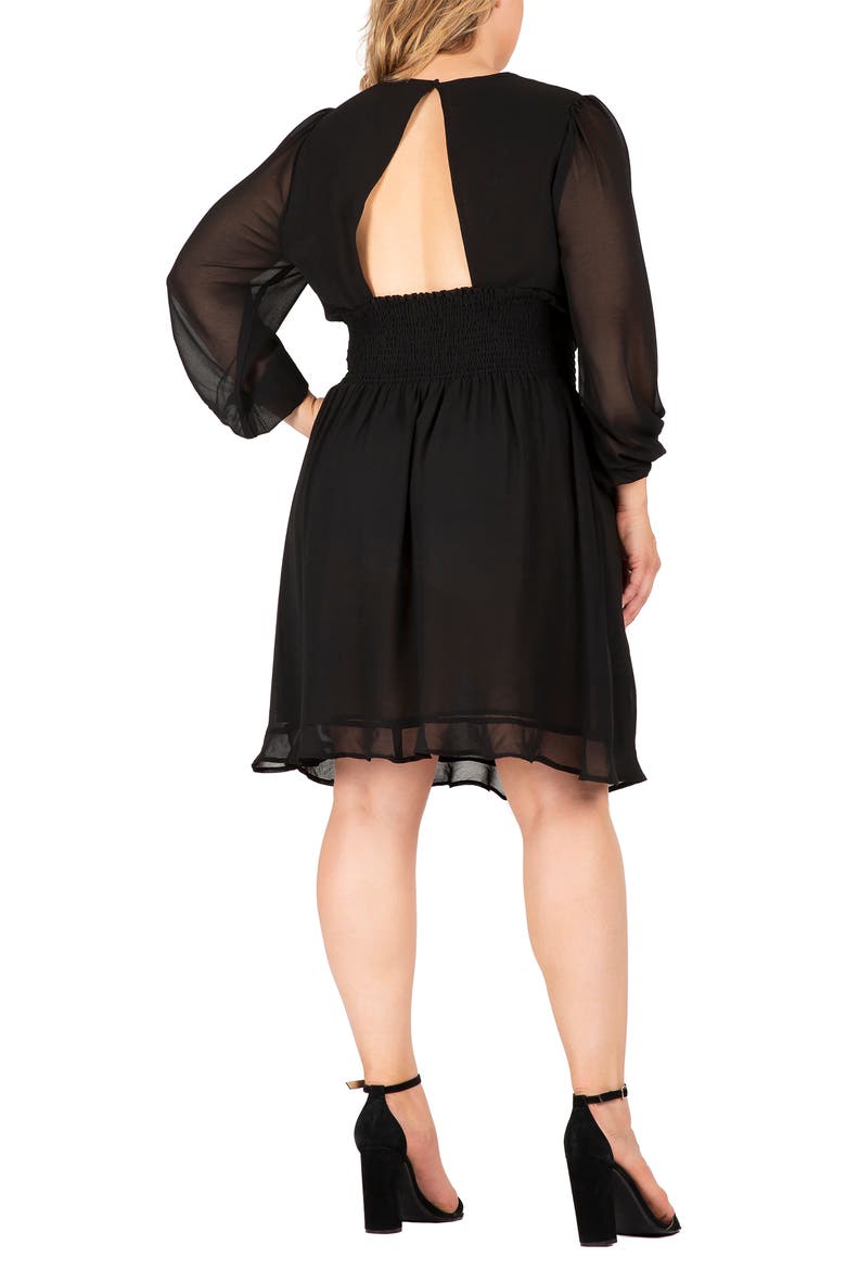 Cutout Back Long Sleeve Dress, Alternate, color, BLACK