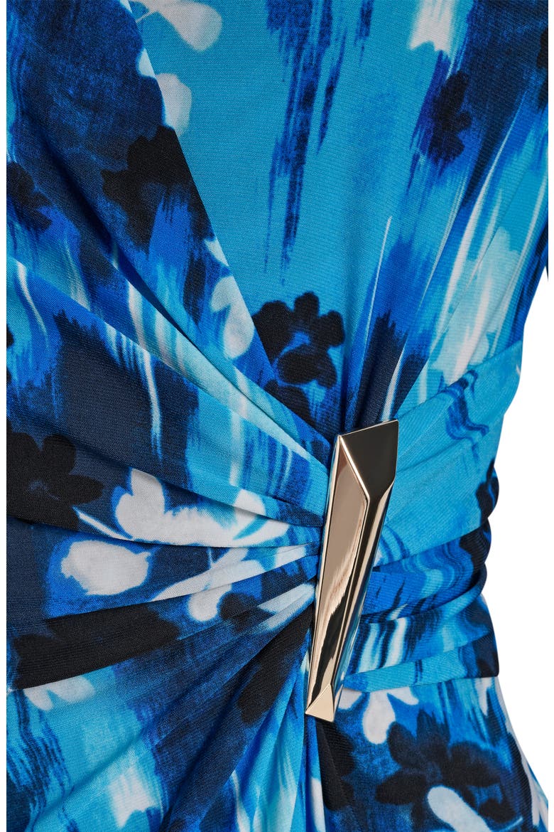 Faux Wrap Drape Long Sleeve Sheath Dress, Alternate, color, ATLANTIC BLUE
