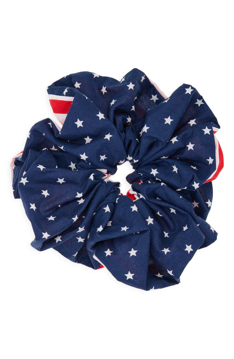 Lele Sadoughi Rommy Stars & Stripes Cotton Scrunchie, Alternate, color, Americana