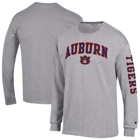 Men's Champion  Heather Gray Auburn Tigers Arch Over Logo 2-Hit Long Sleeve T-Shirt