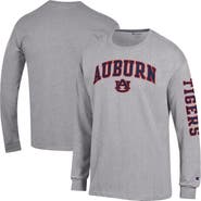 Champion Men's Champion  Heather Gray Auburn Tigers Arch Over Logo 2-Hit Long Sleeve T-Shirt