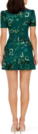 Brittany Sequin Embroidered Cocktail Minidress