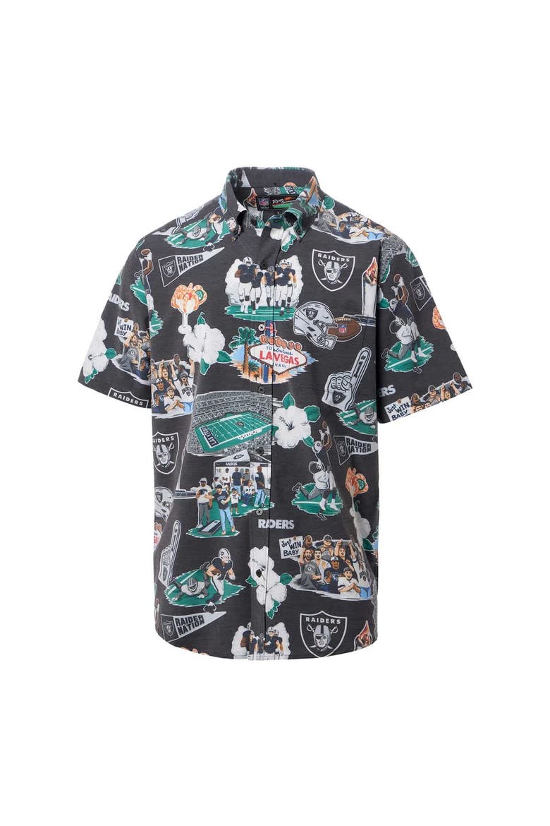 Men's Reyn Spooner Black Las Vegas Raiders Scenic Button-Down Shirt, Alternate, color, Black
