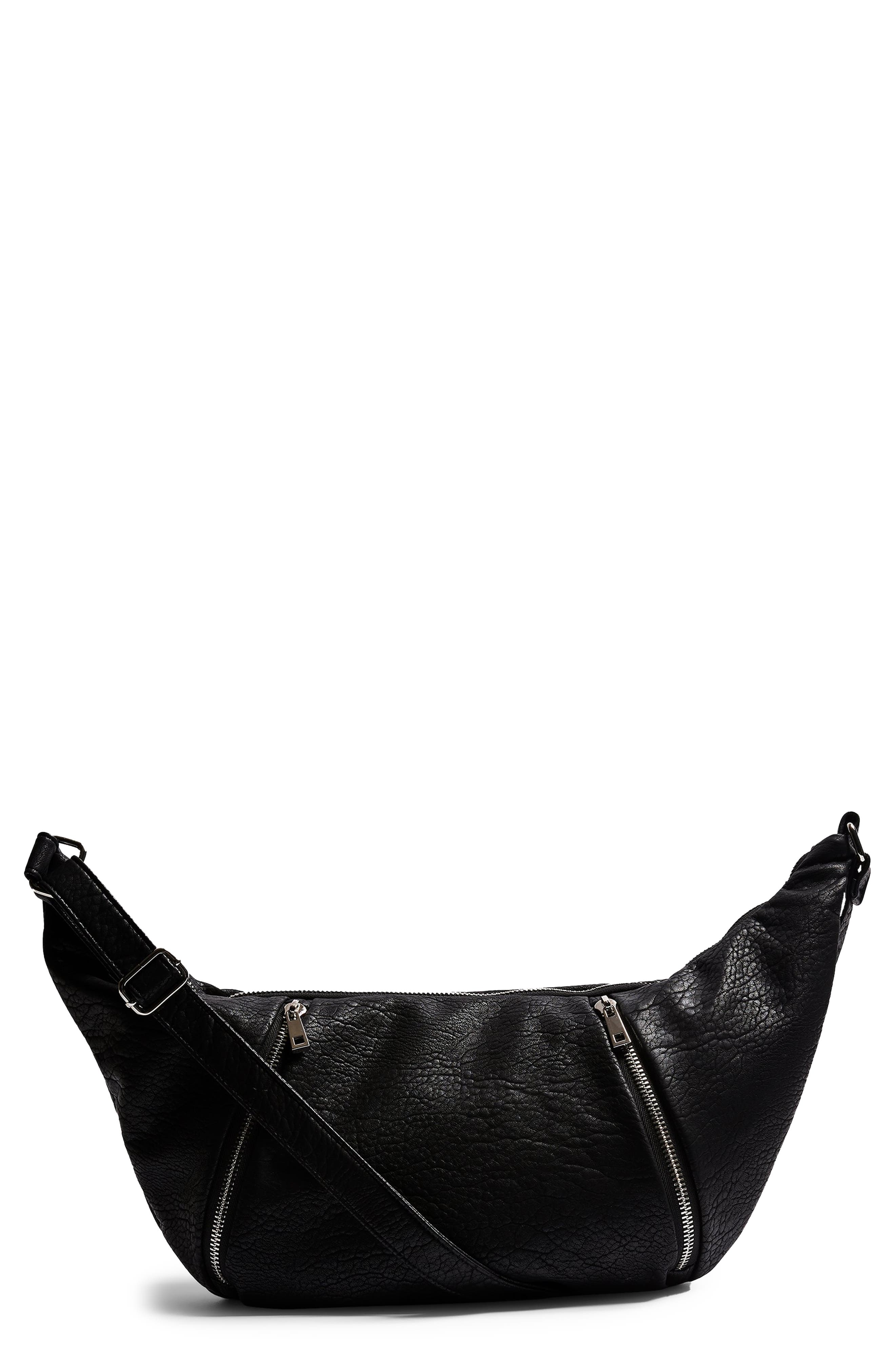 Topshop Croissant Faux Leather Crossbody Bag, Main, color, 