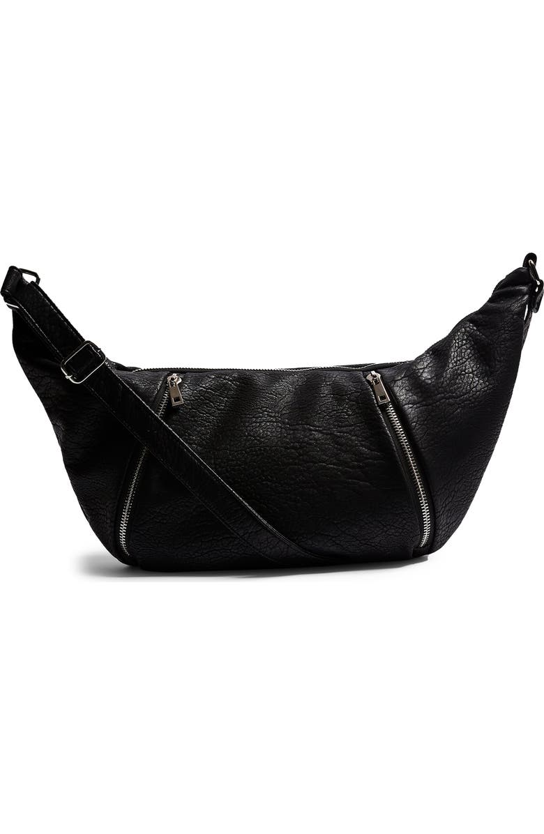 Topshop Croissant Faux Leather Crossbody Bag, Main, color,