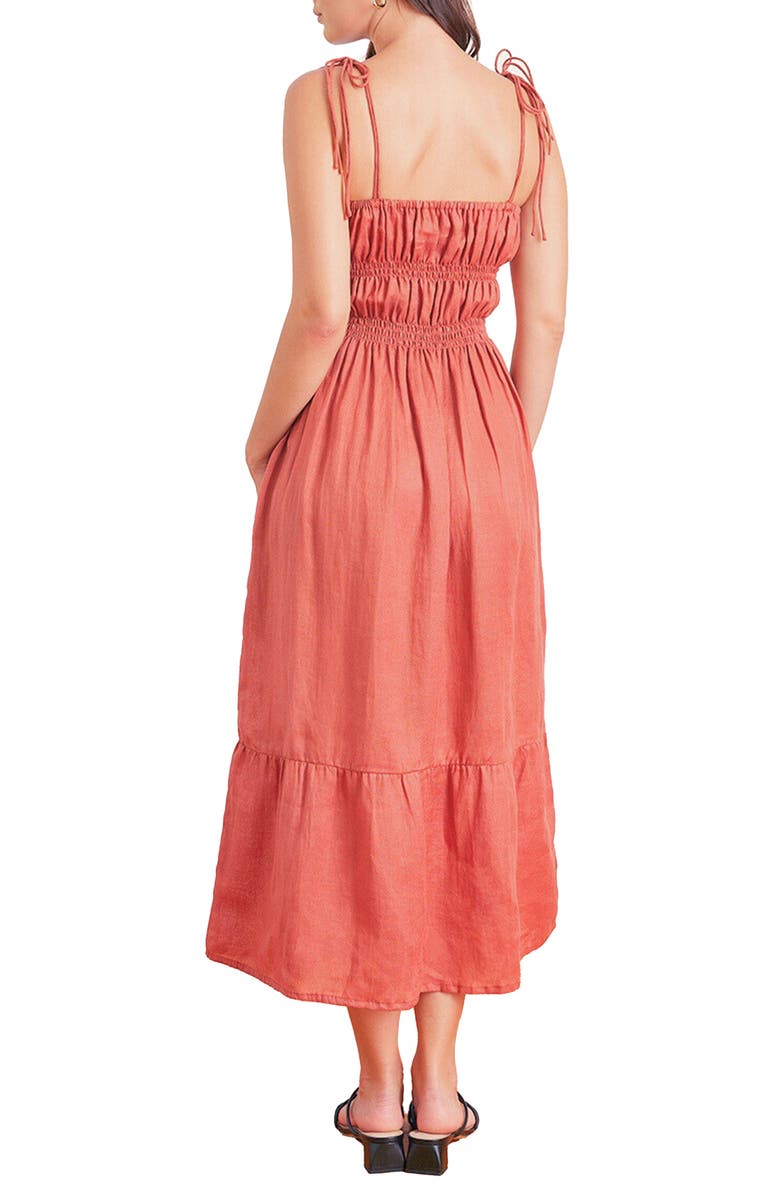 Paneros Clothing Emilia Linen Midi Dress, Alternate, color, Terracotta