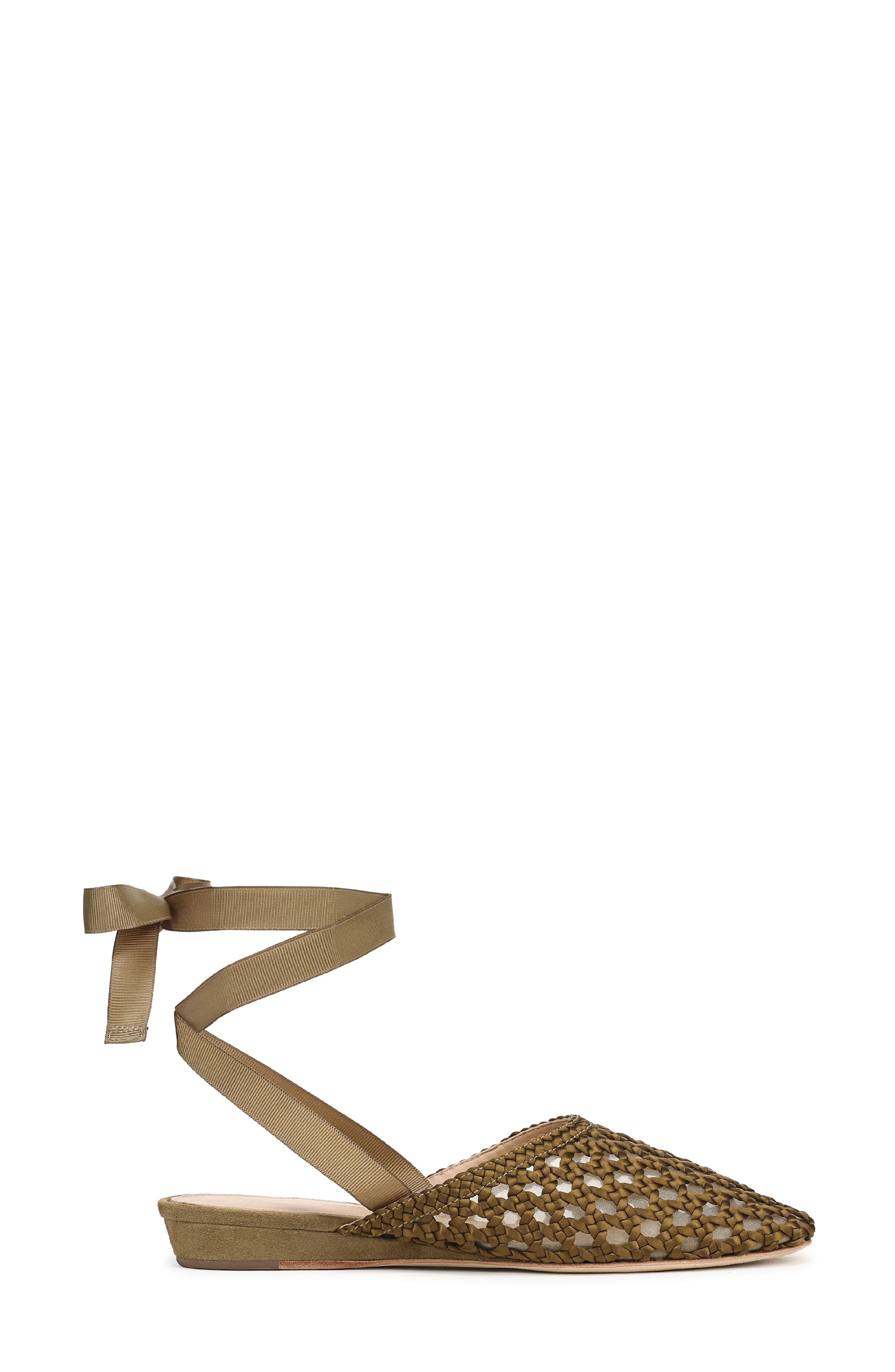 Malia Ankle Tie Ballet Flat, Alternate, color, FENNEL GREEN